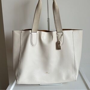 Coach Derby Tote Pebbled Leather Bag Chalk White Gold 58660